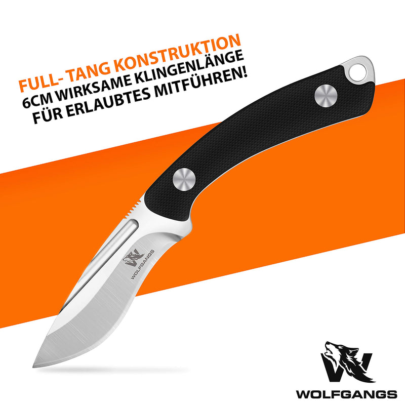 Wolfgangs VERITI Neck Knife Messer - inklusive Kydex Scheide und Kugel Halskette zum umhängen - Mini Tactical Survival Outdoor Messer für verstecktes tragen