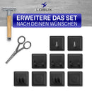 LOBUX® - 4in1 Badezimmer Halter Set selbstklebend [Soft-Touch Silikon], superfester Halt - Bad Organizer enthält: Rasierhalter, Zahnbürstenhalter, Haken, Neodym Magnet (schwarz)