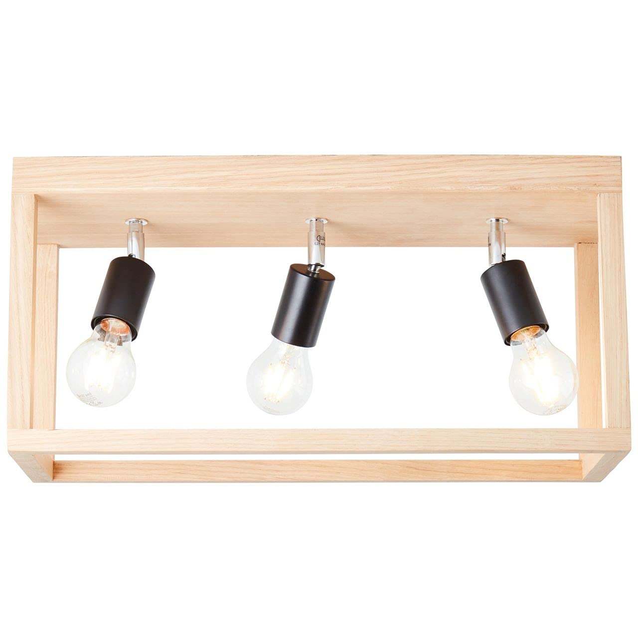 Brilliant Lampe, Nerea Deckenleuchte 3flg eiche geölt, Holz/Metall, 3x A60, E27, 15W,Normallampen (nicht enthalten)