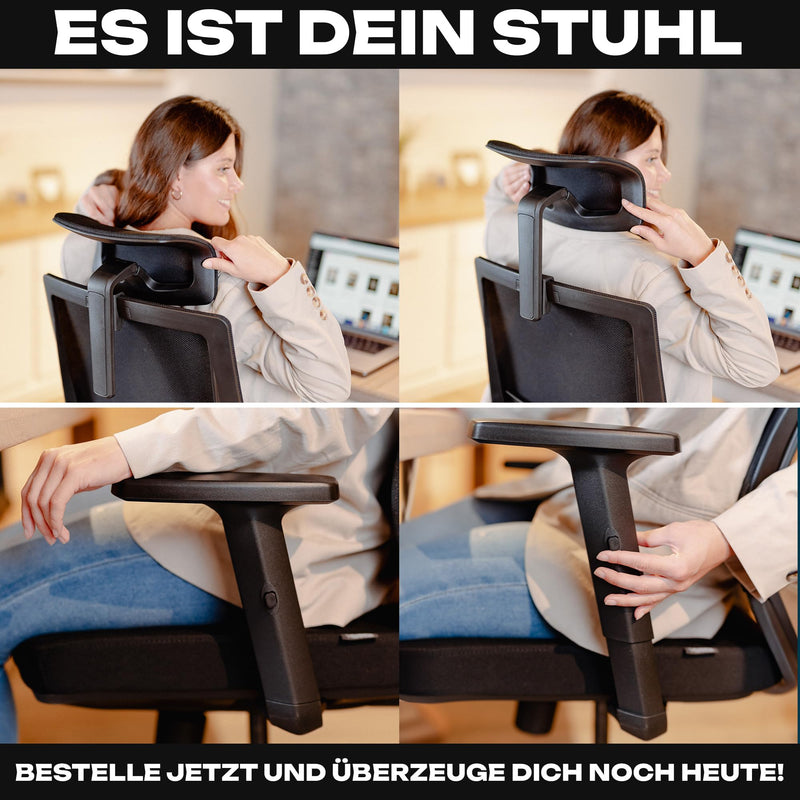 VALKENSTOL M2 Ergonomischer Bürostuhl 150 kg Schreibtischstuhl Ergonomisch [Max Bewegungsfreiheit] Bürostuhl Ergonomisch Schwarz für Arbeitszimmer PC Stuhl Bürostühle Ergonomic Office Chair