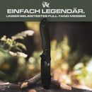 Wolfgangs Outdoor-Messer AMBULO mit Kydex Holster - Edles Jagdmesser aus einem Stück D2 Stahl gefertigt - DAS Bushcraft Messer - Survival Messer inklusive verbessertem Feuer-Starter (Full Black)