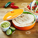 Uno Casa Keramik Tortilla Wärmer – Servieren Sie Tortillas zur Party oder Fiesta zu Hause - geeignet als Pfannkuchen und Chips Aufbewahung- sicher für den Einsatz in Mikrowelle und Ofen – 22cm