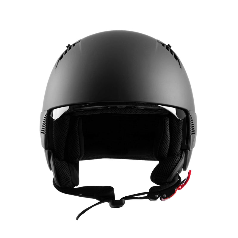 Westt Rover l Jethelm Motorradhelm Helm l 3 austauschbare Seitenteile l Sonnenblende Retro Stil l Matt Schwarz l ECE Zertifiziert l Größe M