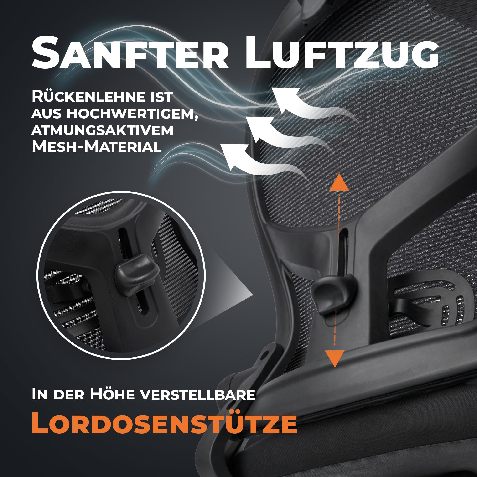 CLOUVOU SmartSeat Bürostuhl Ergonomisch | Schreibtischstuhl [3D PU Leder Kopfstütze, Blade Wheels, Chrom-Metall] | Büro Stuhl Höhenverstellbar & Rückenschonend, Office Chair Drehstuhl 150 kg