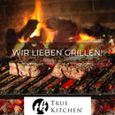 True Kitchen Grillhandschuhe hitzebeständig [höchste Hitzeschutzklasse] Extra Lange Ofenhandschuhe Backhandschuhe I Verschiedene Größen S - XL I Grill Zubehör I rutschfeste Silikonnoppen