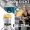 Trinkflasche Edelstahl mit Strohhalm, Infuser + 3 Deckel: BPA-frei, Auslaufsicher, Kohlensäure geeignet - Wasserflasche Fahrrad Thermosflasche Isoliert Isolierflasche Sport Wasser Flasche Kinder Tee