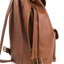 Nama 'Janis' Rucksack für Damen und Herren Backpack Vintage Beutel Echtes Leder Tagesrucksack Schultertasche Lederrucksack Unitasche Camel Braun L (30 x 16 x 38 cm)