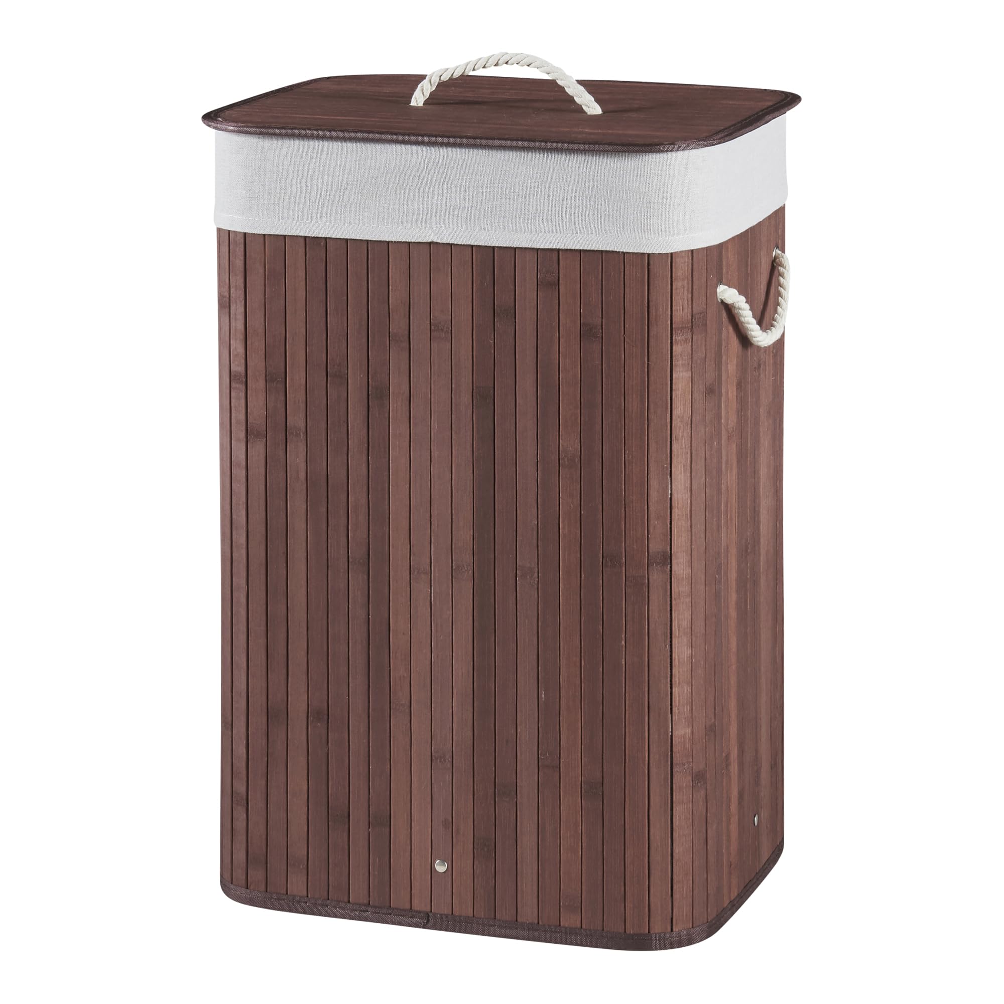 [en.casa] Wäschekorb Salla Wäschebox mit Deckel Wäschesammler Herausnehmbarer Wäschebeutel Laundry Basket Umweltfreundlich 72L Bambus Braun