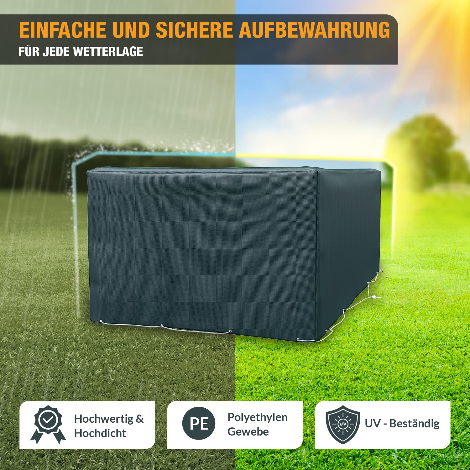 Kronenburg Abdeckung für Gartenmöbel winterfest - rechteckig 240 x 136 x 88 cm in grün - Schutzhülle wasserdicht für Möbelsets, Sitzgruppen, Sitzgarnituren, Tisch & Stühle