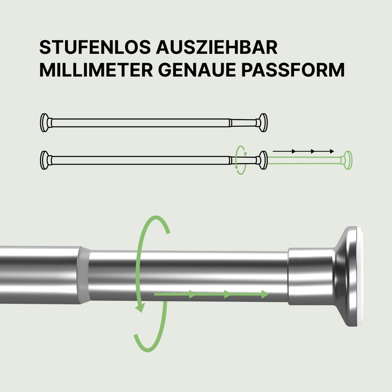 MEISENBERG Vorhangstange ohne Bohren 50-80cm Ø25mm - Gardinenstange zum Klemmen - Edelstahl - Spannstange Ausziehbar - Klemmstange für Gardinen