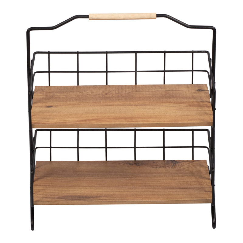 [en.casa] Tischregal Sallingsund Küchenregal mit 2 Ablageflächen Gewürzaufbewahrung 41,5 x 32 x 15 cm Küchen-Organizer Schwarz/Holzfarben