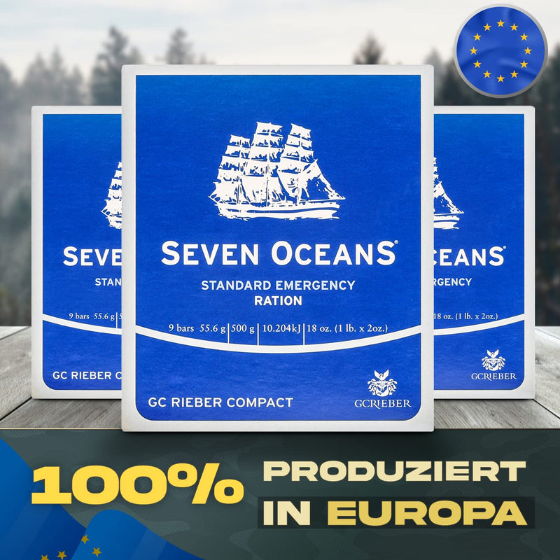 SEVEN OCEANS - DAS ORGINAL - XXL-Notfallnahrung [24x500g] inkl. extra Vitamine I Maximal Haltbare Notnahrung für dauerhaften Vorrat I Energie- & Kalorienreiche Outdoor Notration I Prepper Nahrung