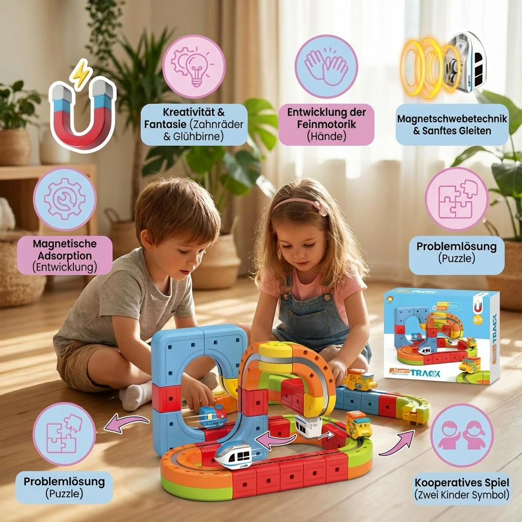 Magnetische Würfel Schienen Bahn Kinderspielzeug