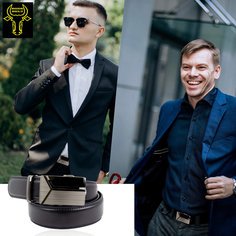 Rode Belt Herren Leder-Gürtel mit Automatikschnalle, individuell kürzbar, 3cm breit, mit Ratschenverschluss, schwarz, aus Leder Onesize bis zu 130cm lochlos