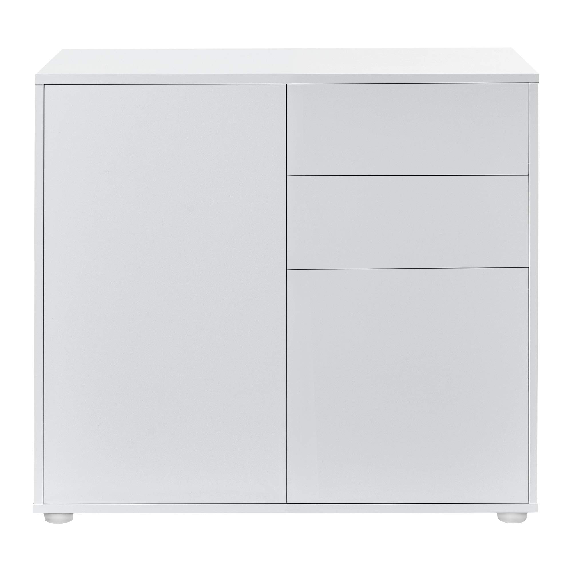 [en.casa] Sideboard Kommode 74 x 79 x 36 cm mit 2-2 Schubladen und Schranktüren Beistellschrank Spanplatte Weiß matt