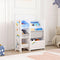 [en.casa] Kinderregal Vimianzo Bücherregal mit 4 Ablagefächern Bücherkiste 3 Faltboxen Spielzeugregal Koala-Motiv Weiß Grau Blau Kinderzimmer Organizer Staufach