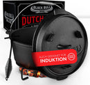 Black Bull BBQ [Das Original] - Dutch Oven Set [9L] - Für Induktion geeignet - Mit Topfständer - Eingebrannter Feuertopf aus Gusseisen - inkl. Deckelheber & e-Book