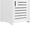 [en.casa] Badezimmerschrank Svanvik 72x32x32cm Weiß Midischrank WPC Badkommode mit 2 Ablagen und Tür Badregal