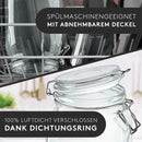 LIEBTHAL Einmachgläser mit Bügelverschluss [6 x 1500ml] - Luftdichte Vorratsgläser mit Deckel - Spülmaschinengeeignete Bügelgläser - Drahtbügelgläser mit Sticker & Stift - Eckige Aufbewahrungsgläser