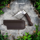 Wolfgangs VIRUM Zweihand-Klappmesser - Ein echter Gentlemen Folder mit hochwertigem Ebenholz Griff - Taschenmesser Holzgriff - Edles Survival Outdoor Messer - Zweihandmesser inkl. Echt-Leder Tasche