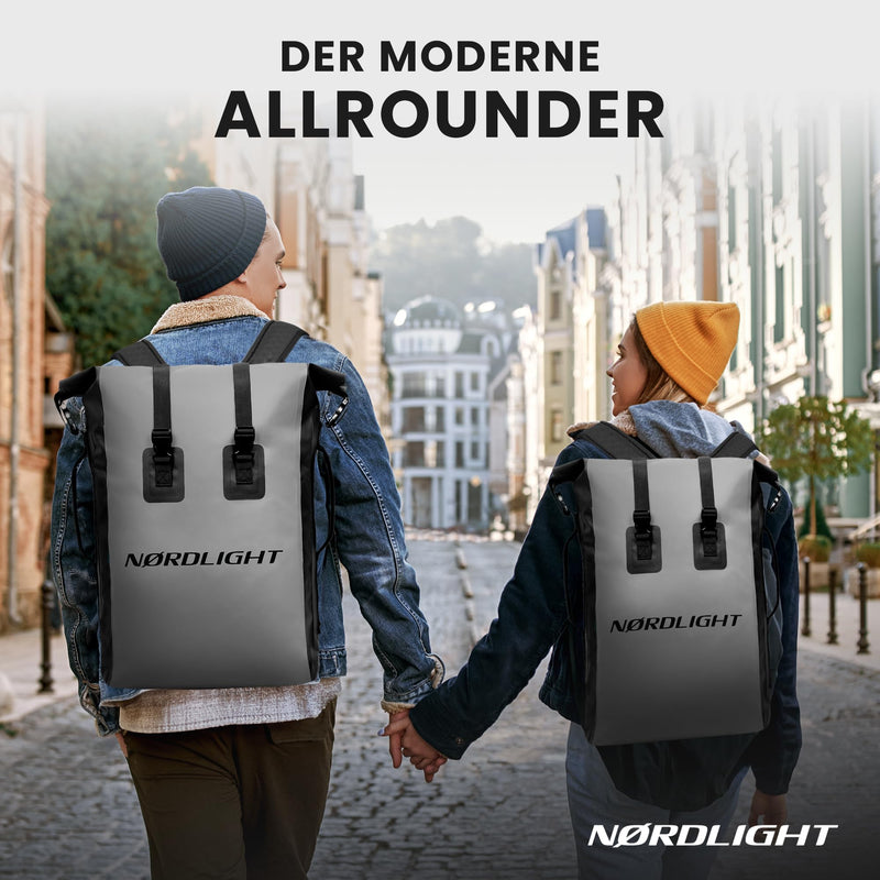 Nordlight Wasserdichter Rucksack Dry Bag 35l - (Anthrazit) Roll Top Rucksack mit gepolstertem Tragegurt, wasserdichte Tasche für Wassersport, Fahrrad Rucksack, Kurierrucksack, Trekking, Angeln