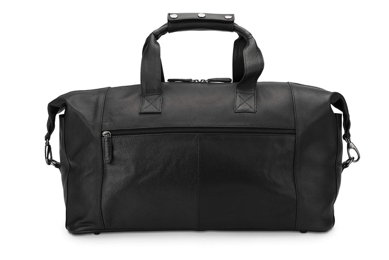 LEABAGS Dubai Reisetasche l Weekender l Reise Handgepäck l Bordgepäck l Kabinengröße l Cabin Size aus echtem Büffelleder l Vintage Look l Onyx Black l 49x25x27 cm