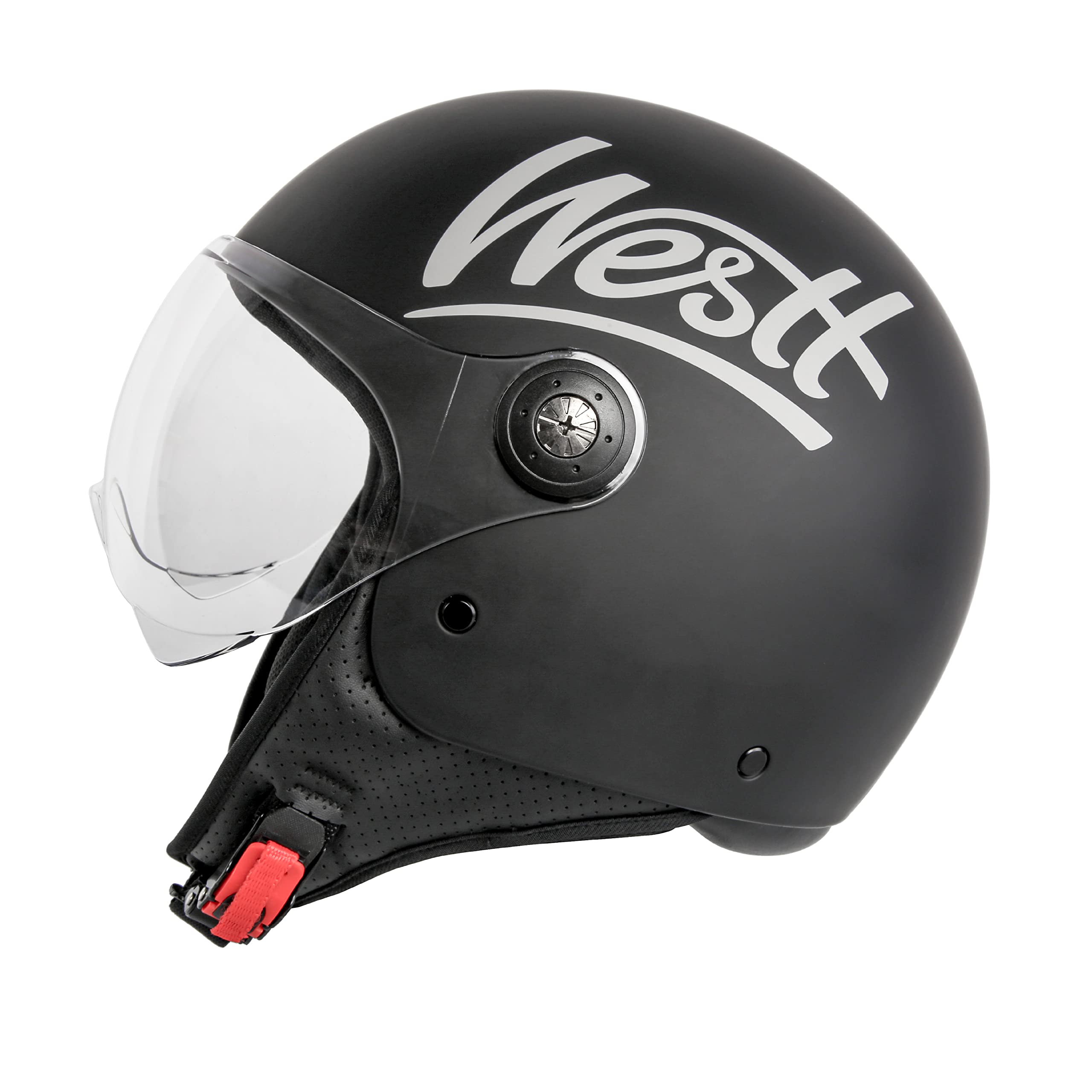 Westt Classic Jethelm Motorradhelm Helm - Vintage Stil - Matt Schwarz - ECE Zertifiziert