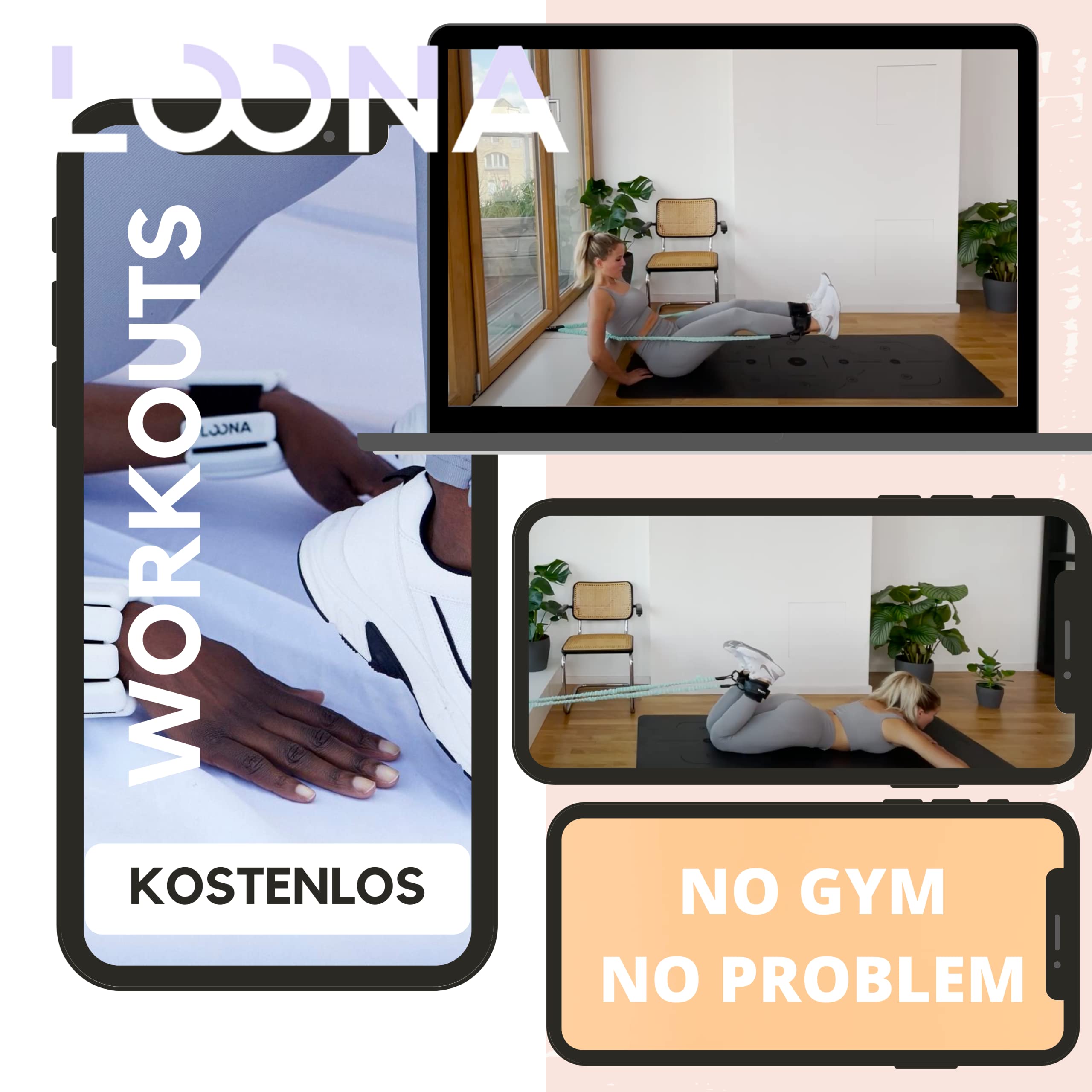 Loona Gym – Ankle Straps - Trainings-Fußschlaufen - Fitness-Knöchelriemen - Workout Knöchelgurte - Fitness Fußschlaufen  - Die optimale Ergänzung für Widerstandsbänder Gym geeignet für Anfänger und Profis