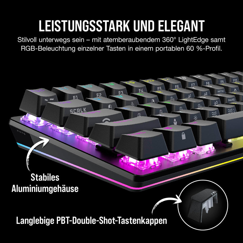 Corsair K70 PRO Mini Wireless RGB 60% Mechanische Gaming-Tastatur, Schwarz (QWERTZ Layout)