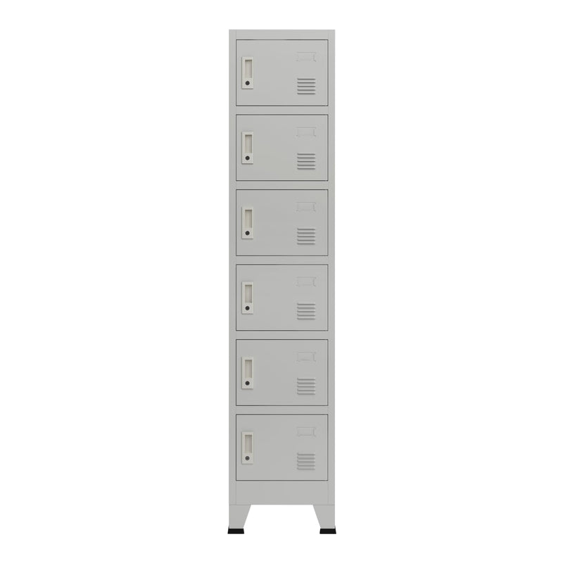 [en.casa] Metallschrank Joroinen mit 6 Türen abschließbarer Stahlschrank Schließfachschrank Spind Werkstatt Umkleideschrank Aufbewahrungsschrank 180 x 38 x 45 cm Grau