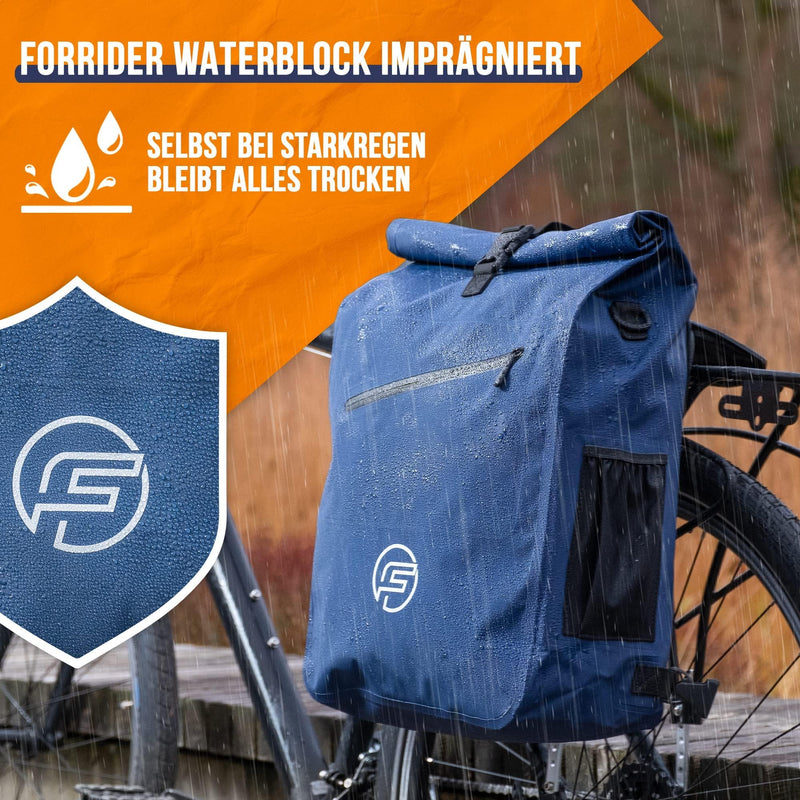 Forrider 3in1 Fahrradtasche für Gepäckträger mit Rucksack Wasserdicht 27L I Gepäckträgertasche Reflektierend I Sattel Tasche fürs Fahrrad