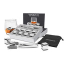 Whisky Steine Set - 8 Wiederverwendbare Edelstahl Eiswürfel, Zange + Stoffbeutel, Whiskey Ice Cubes Metall Kühlsteine Bar Zubehör Cocktail Rocks Gin Stones Dekorationszubehör Geschenk Whiskysteine