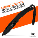 Wolfgangs TELUM Zweihandmesser Klappmesser aus feinstem D2 Stahl - Legales Taschenmesser Klappmesser - Rebustes Outdoor Messer Survival - Klappmesser Outdoor inkl. Kydex Holster (Satin Schwarz)