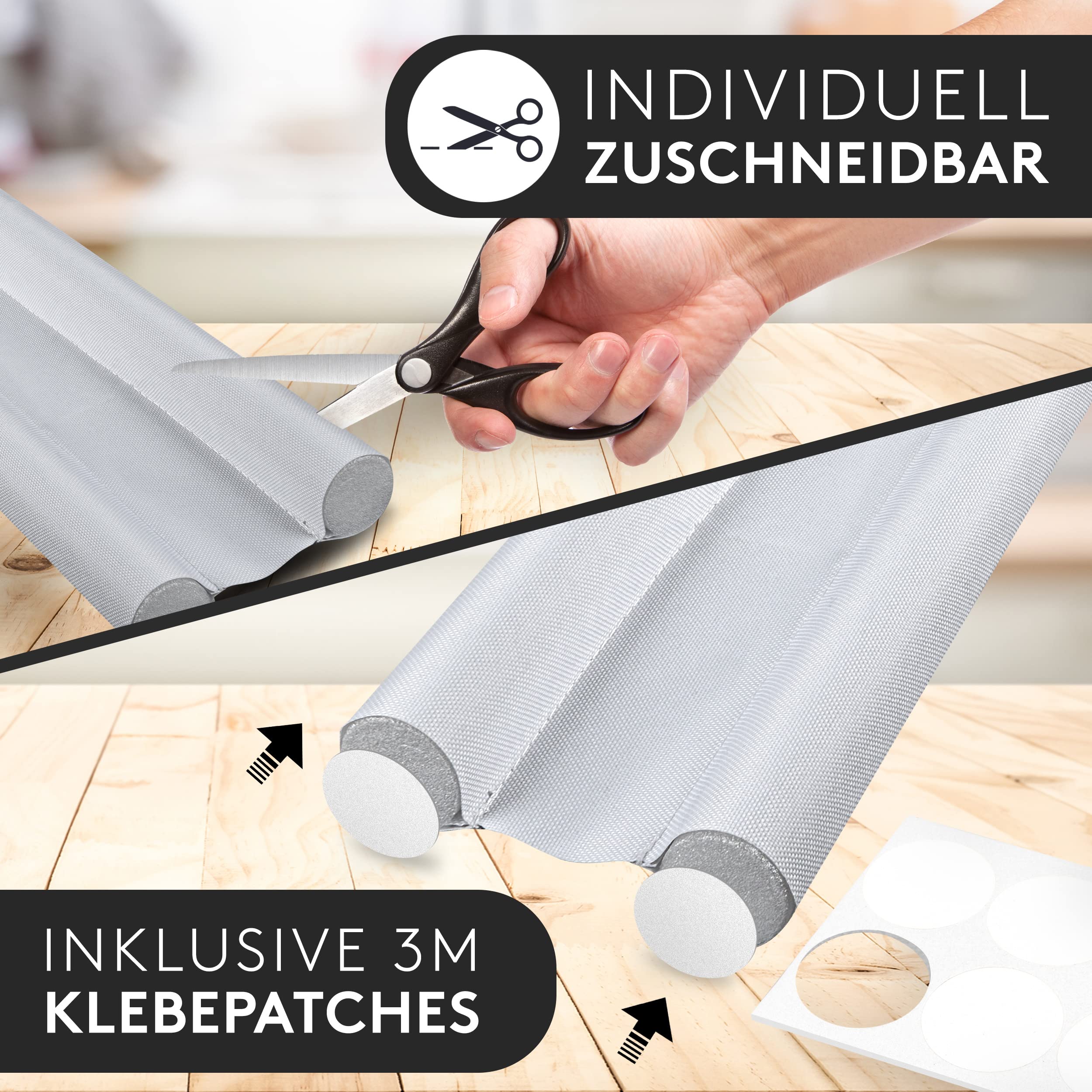 FALKENWERK Zugluftstopper für Türen [2er Set] - Zuschneidbare Türdichtung 90 cm - Heizkosten sparender Tür Zugluftstopper - Doppelseitige Türdichtung unten - Tür Dichtung mit idealer Passform - Weiß