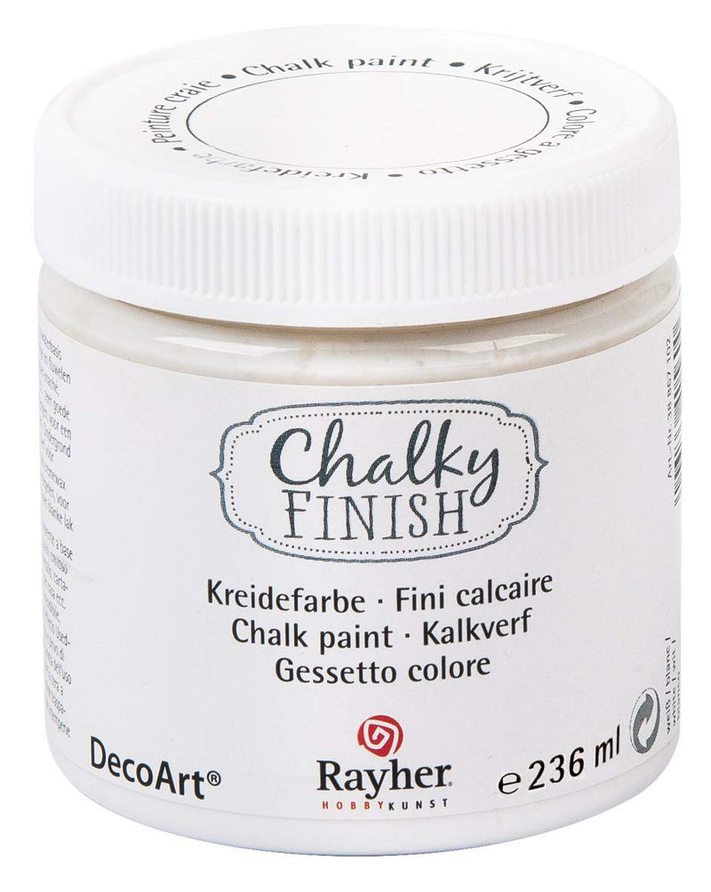 Rayher 38868102 Chalky Finish auf Wasser-Basis Kreide Farbe für Shabby-Chic, weiß, 236 ml (1er Pack)