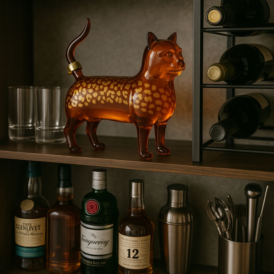 Rebolet | Handgefertigte Flasche aus Glas in Katzenform - Katzenliebhaber lieben sie