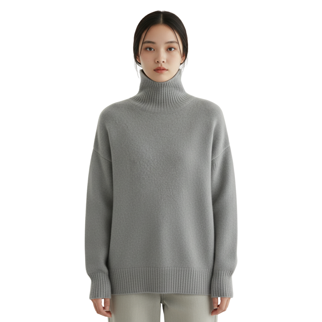 LuxeWool Pullover mit hohem Kragen