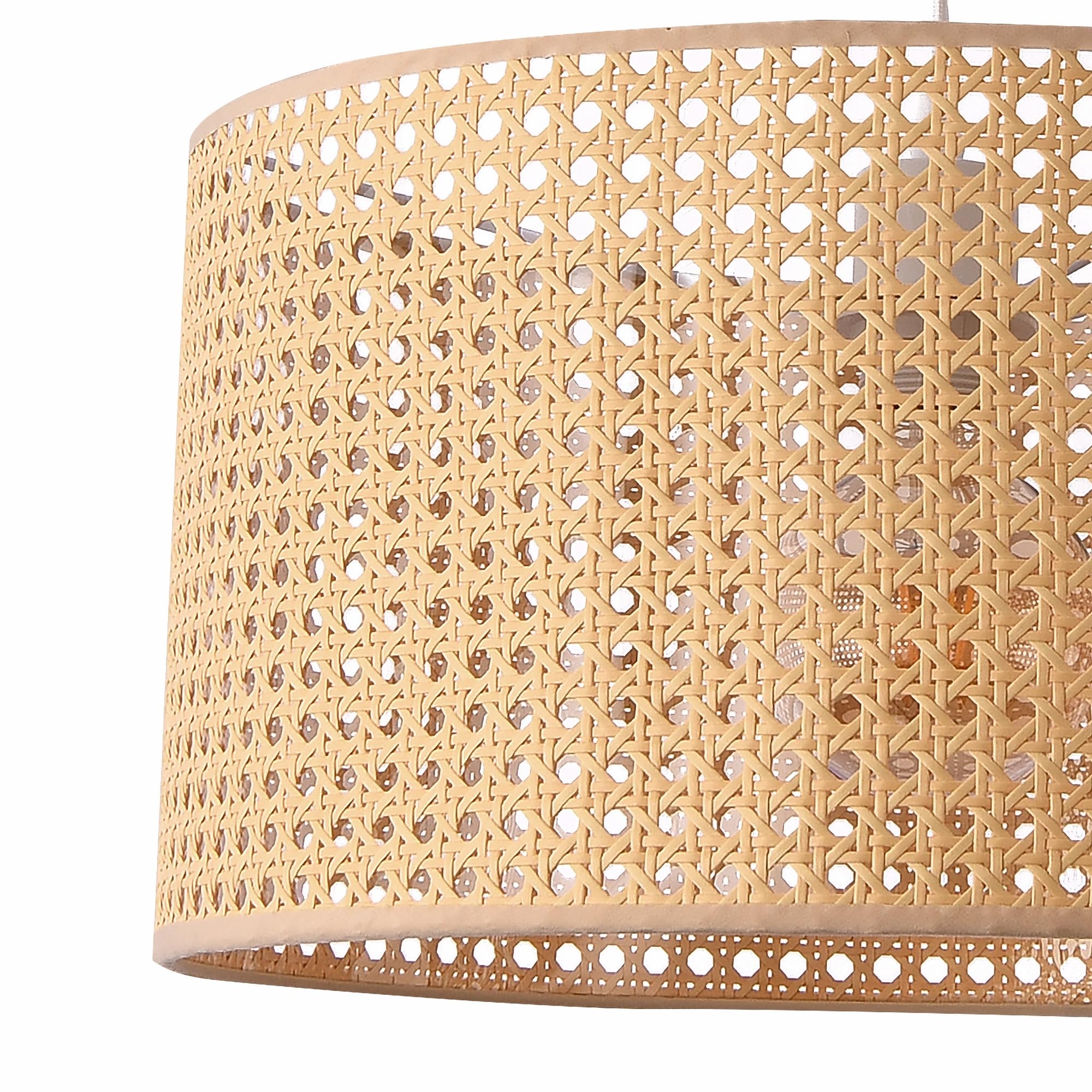 lux.pro Hängeleuchte Shrewsbury Boho Lampe 1-flammige Pendelleuchte Lampenschirm in Rattan-Optik E27 Höhenverstellbar für Wohnzimmer, Esszimmer Beige/Weiß