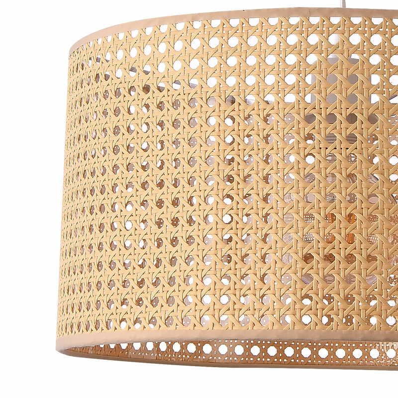 lux.pro Hängeleuchte Shrewsbury Boho Lampe 1-flammige Pendelleuchte Lampenschirm in Rattan-Optik E27 Höhenverstellbar für Wohnzimmer, Esszimmer Beige/Weiß