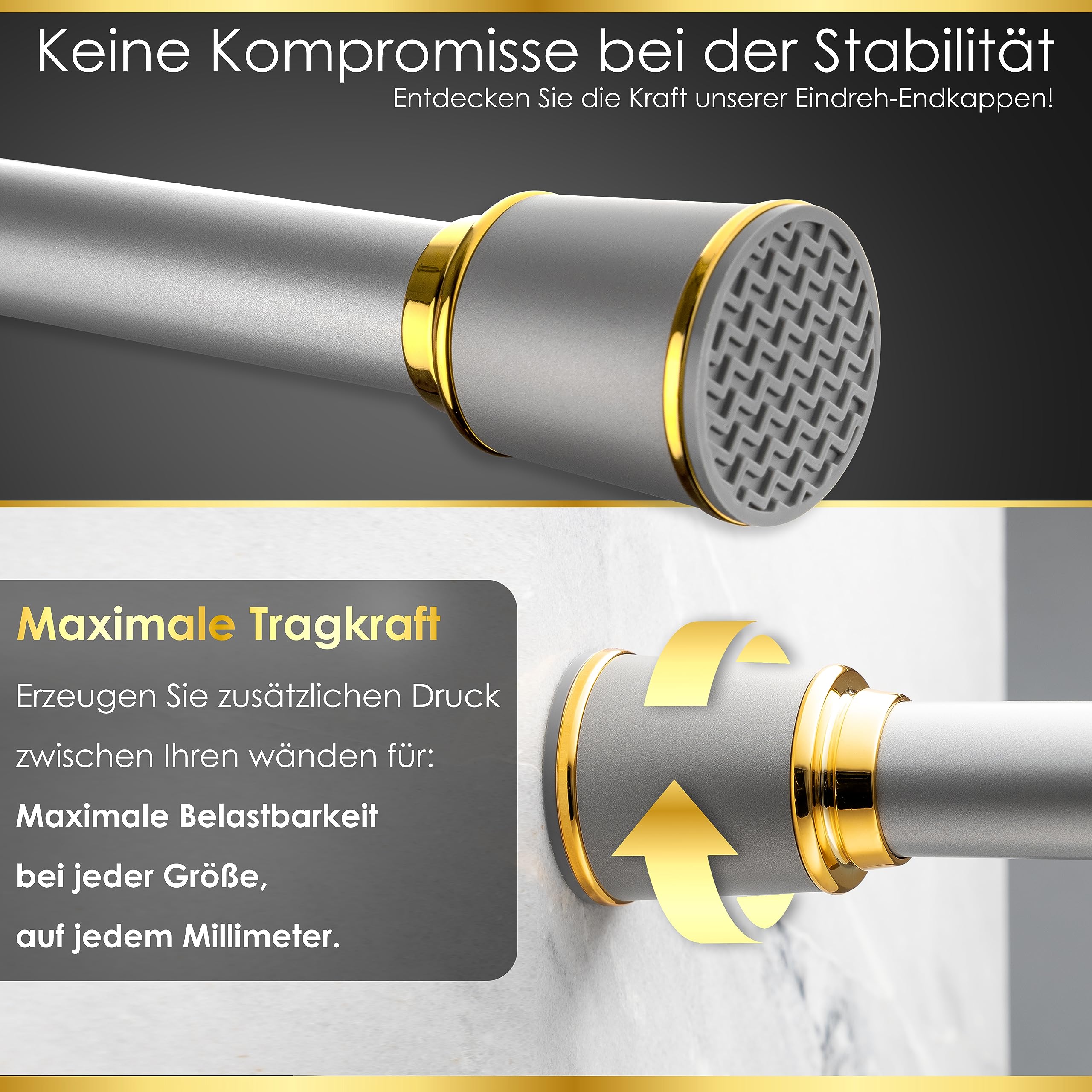 MEISENBERG Gardinenstange Ohne Bohren 87-120 cm Ø32mm, Grün – Teleskopstange, Klemmstange Ausziehbar, Vorhangstange Zum Klemmen – Ideal für Vorhang & Gardinen