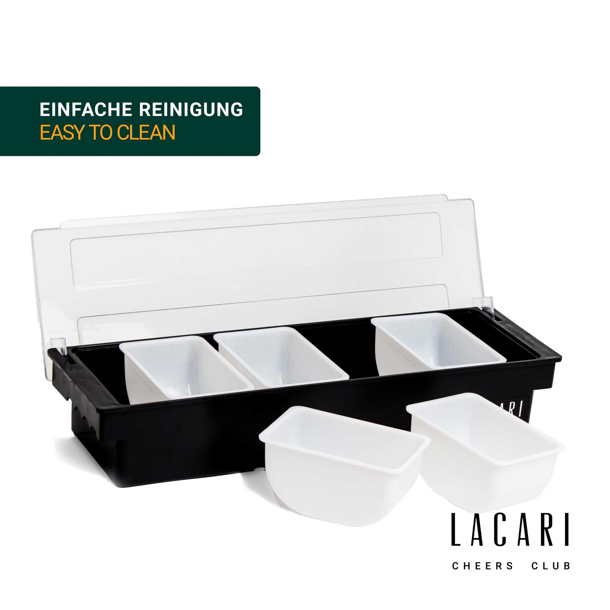 Zutatenbehälter | Behälter zum Garnieren mit 5 Einsätzen | Zutatenbehälter Cocktails und Drinks | Lacari Condiment Holder Bar