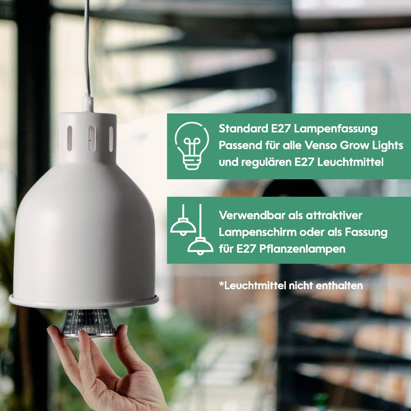 Venso EcoSolutions E27 SAGA Lampenschirm Schwarz, LED pflanzenlampe E27 Pflanzenleuchte, LED Wachstumslampe für verbesserte Photosynthese und Chlorophyllbildung, Anzuchtlampe Gemüse, Pflanzenlicht