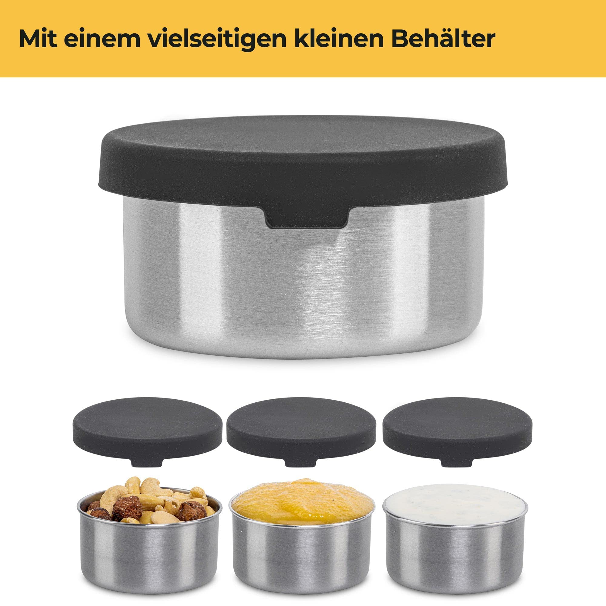 SILBERTHAL Brotdose Edelstahl mit Trennwand – Lunchbox 1200ml – Auslaufsicher – Mit Extra Behälter für Saucen und Dips