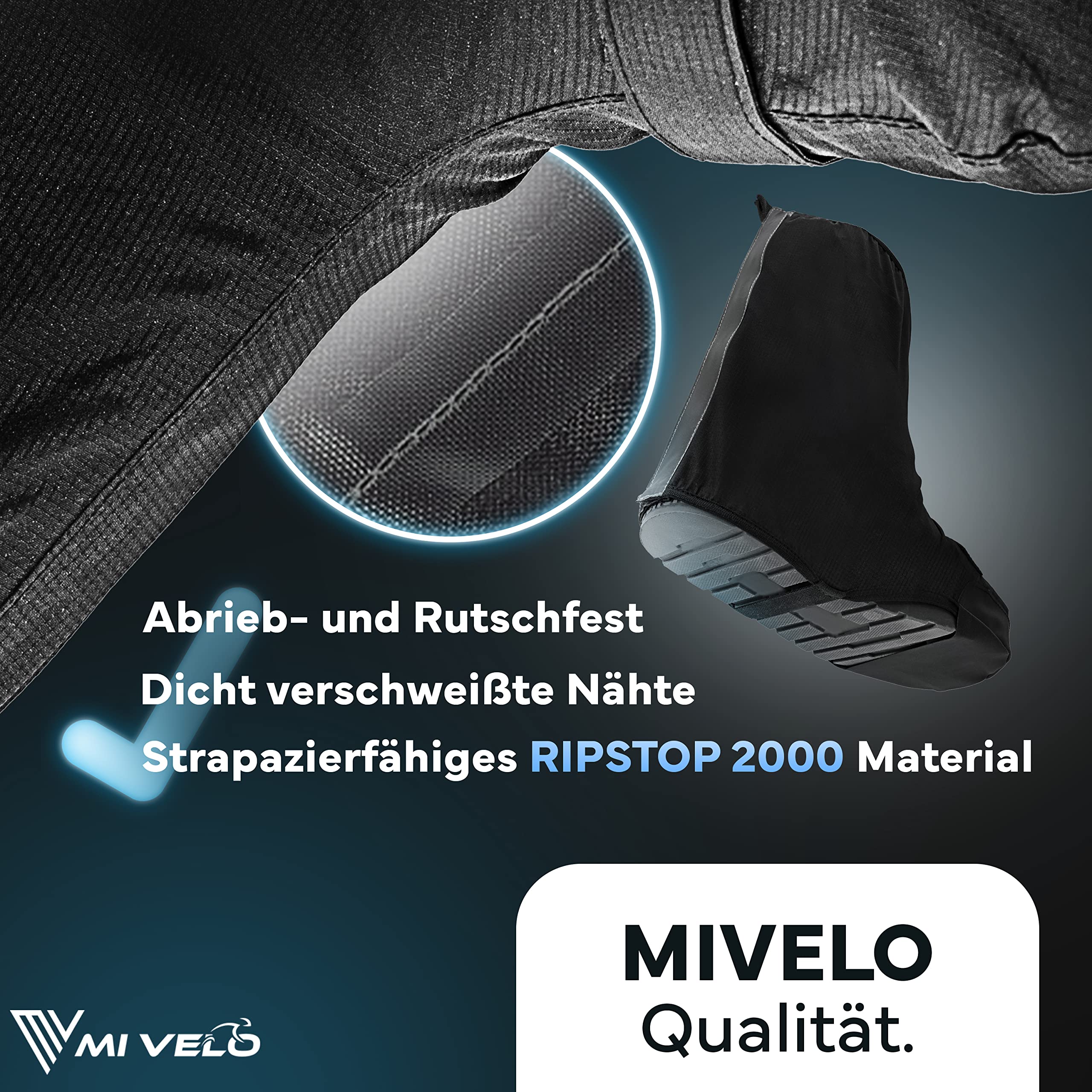 MIVELO Überschuhe Fahrrad I Regenschutz Schuhe reflektierend, wasserdicht, Winddicht & schmutzabweisend I Schuhüberzieher Fahrrad (40-43, Schwarz)