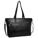 LEABAGS Leder Handtasche Damen I Premium Echtleder Shopper I Business Laptoptasche bis 15 Zoll I Damen Business Tasche I Tragetasche für Arbeit Uni Schule Freizeit oder Einkauf I Nappa Schwarz