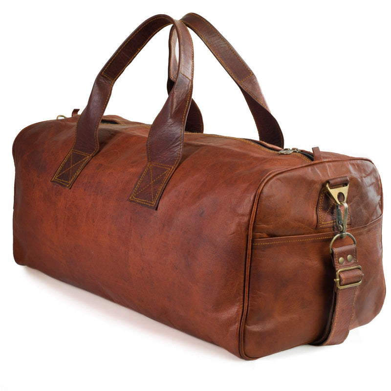 Leather Lane 'Columbus' Weekender XL Reisetasche 60 cm 45 Liter Echtes Leder Vintage Look Sporttasche für Damen und Herren Duffle Bag Umhängetasche Naturleder Braun