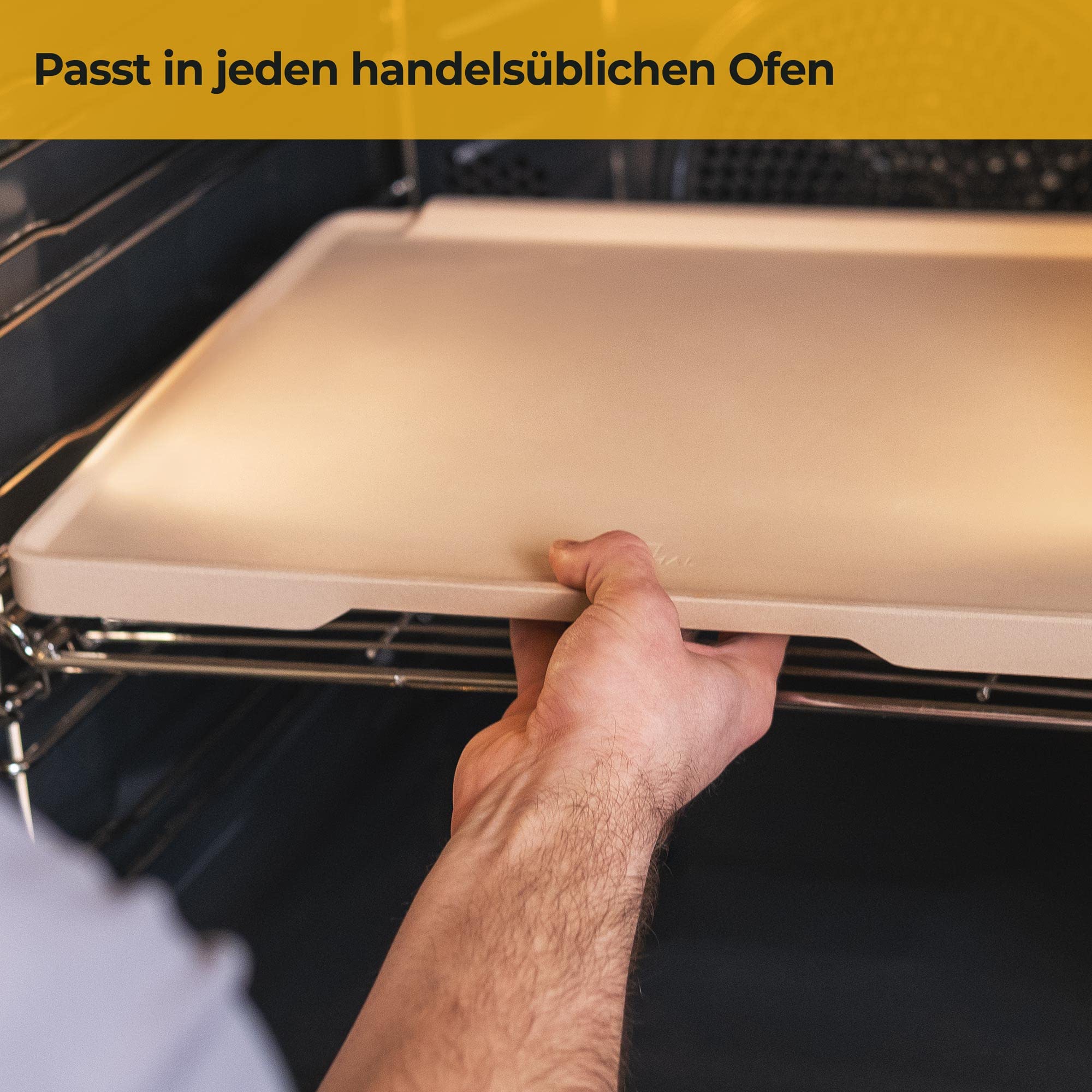 SILBERTHAL Pizzastein für Gasgrill & Backofen – Rechteckig 30×38 cm – Steinplatte aus Cordierit zum Pizza- & Brotbacken