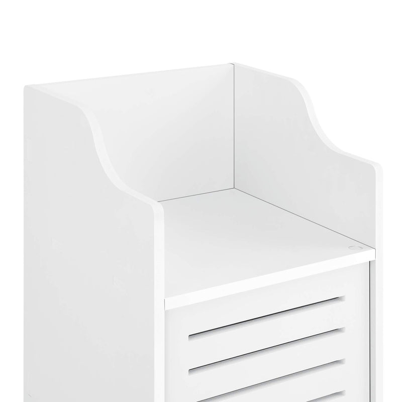 [en.casa] Badezimmerschrank Svanvik 72x32x32cm Weiß Midischrank WPC Badkommode mit 2 Ablagen und Tür Badregal