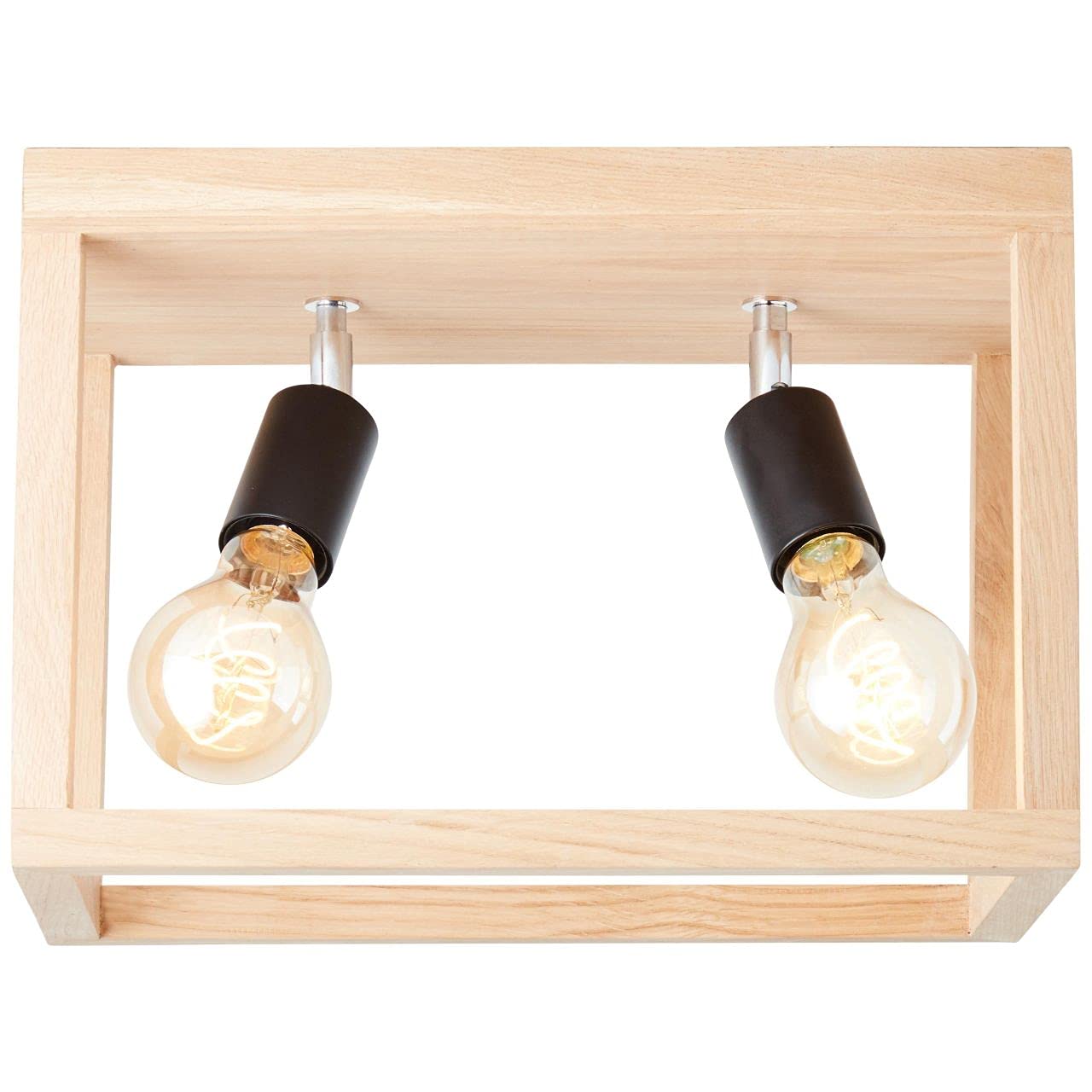 Brilliant Lampe, Nerea Deckenleuchte 2flg eiche geölt, Holz/Metall, 2x A60, E27, 15W,Normallampen (nicht enthalten)