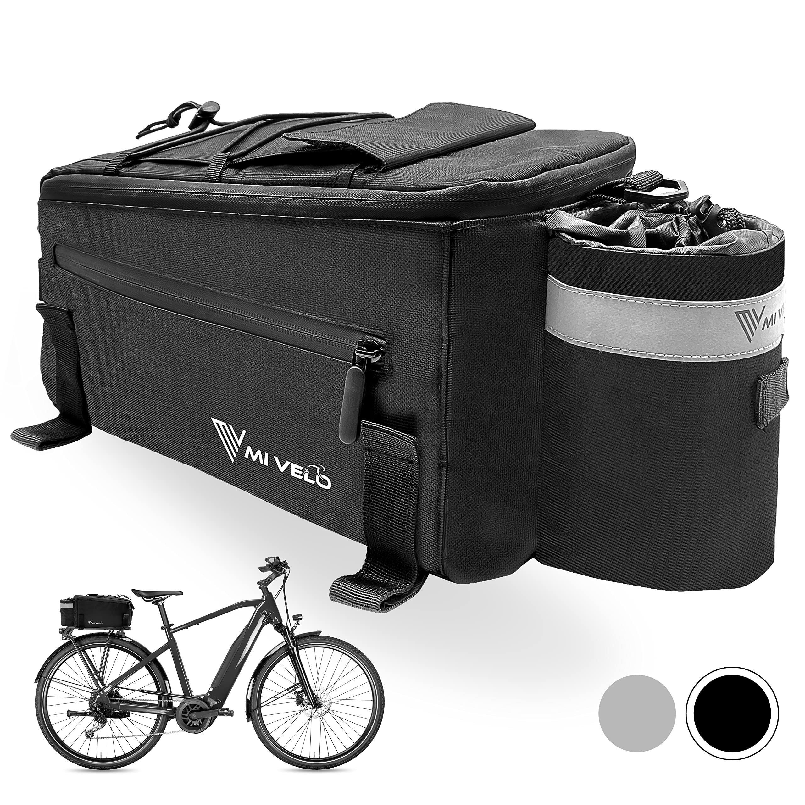 MIVELO - Fahrradtasche für Gepäckträger - Kühltasche Fahrrad - isolierte Gepäckträgertasche - wasserabweisend - 10L - schwarz